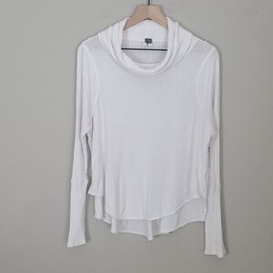 Free People Waffle Knit Cowl Neck Thermal Top